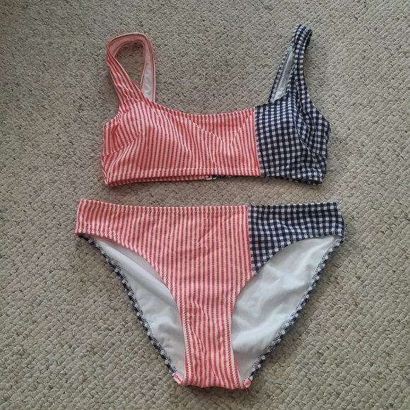 aerie Other - aerie Gingham Red White Blue Bikini